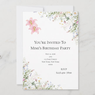 Floral Spring Birthday Garden Party Invitation