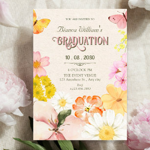 Floral spring bloom graduation invitation