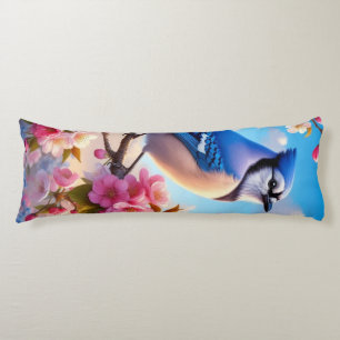 Floral/spring Blue Jay art Body Cushion