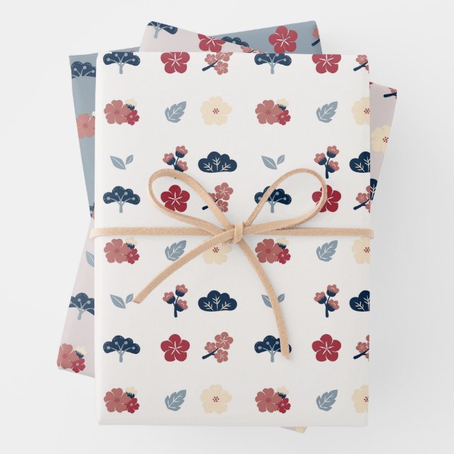 Floral Spring Boho Botanical  Wrapping Paper Sheet (In situ)