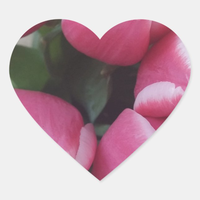 Floral Spring Bouquet of Pink Tulips, Flowers Heart Sticker (Front)