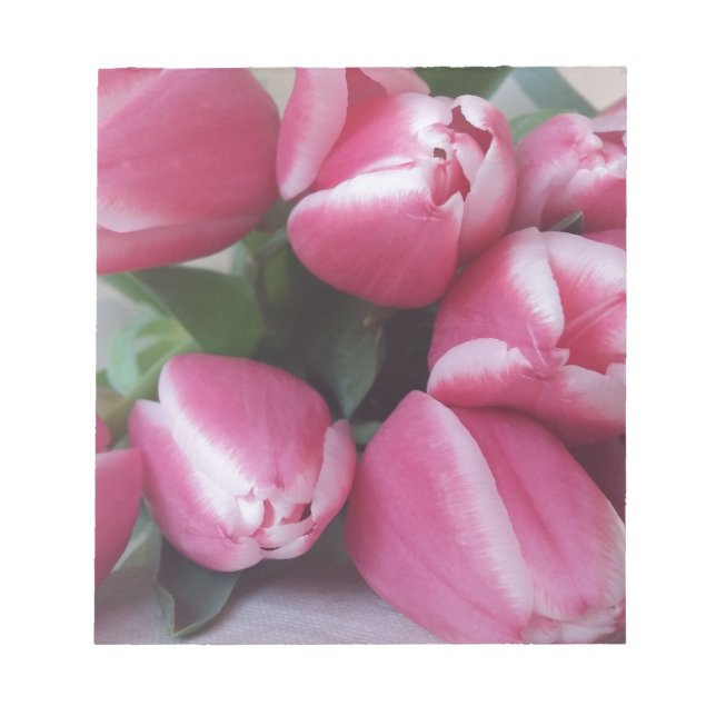 Floral Spring Bouquet of Pink Tulips, Flowers Notepad (Front)