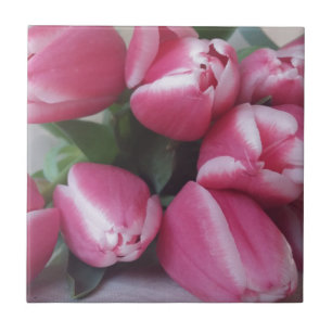 Floral Spring Bouquet of Pink Tulips, Flowers Tile