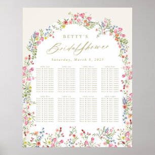 floral spring bridal shower table seating chart