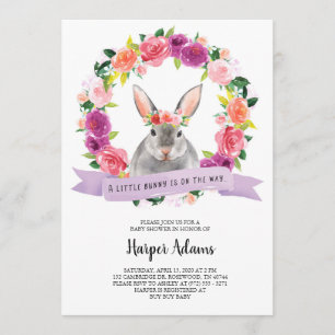 Floral Spring Bunny Baby Shower Invitation