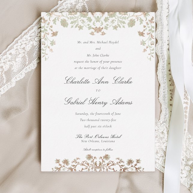Floral Spring Chinoiserie Foil Wedding Invitation (Creator Uploaded)