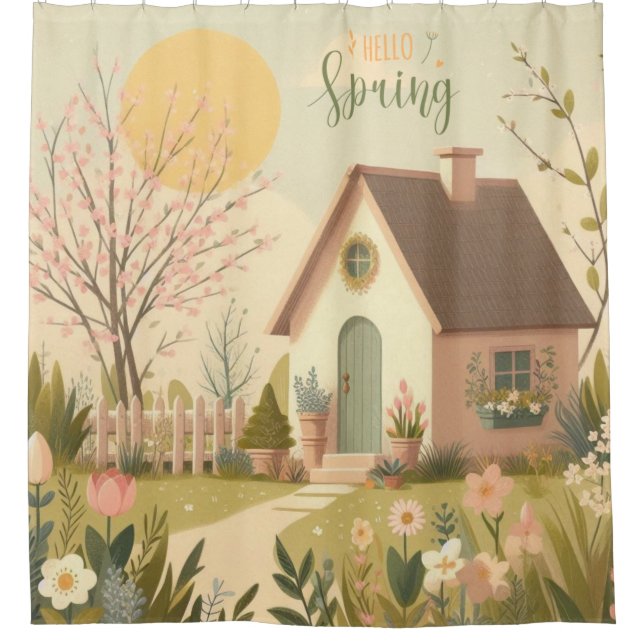 Floral/spring cottage shower curtain (Front)