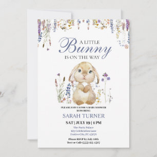 Floral Spring Cute Easter Bunny Baby Shower Invitation