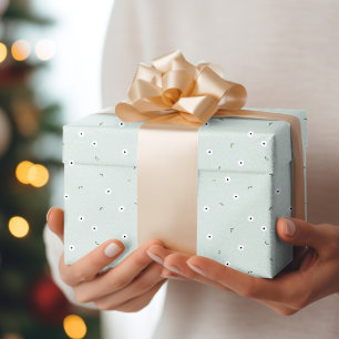 Floral Spring Daffodil baby blue and white Wrapping Paper