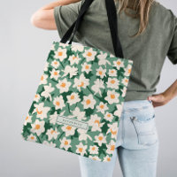 Floral Spring Daffodil Blooms | Green Monogrammed
