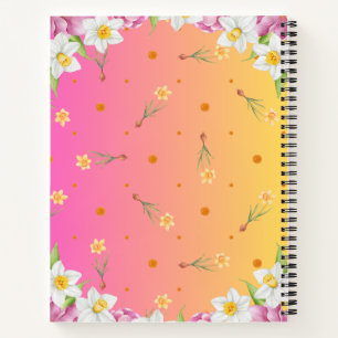 Floral Spring Daffodil Dusty Blue Personalised Notebook