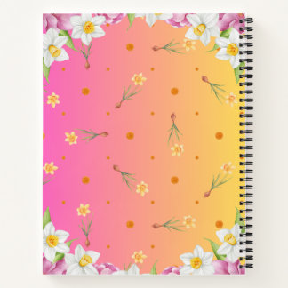Floral Spring Daffodil | Dusty Blue Personalised Notebook