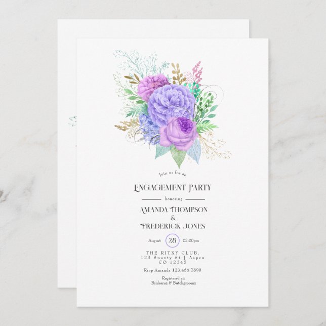 Floral Spring Engagement Party Invitation (Front/Back)