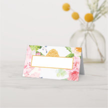 Floral Spring Folded Quinceanera Placement Card