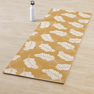 Floral Spring | Golden And White Leaves Yoga Mat