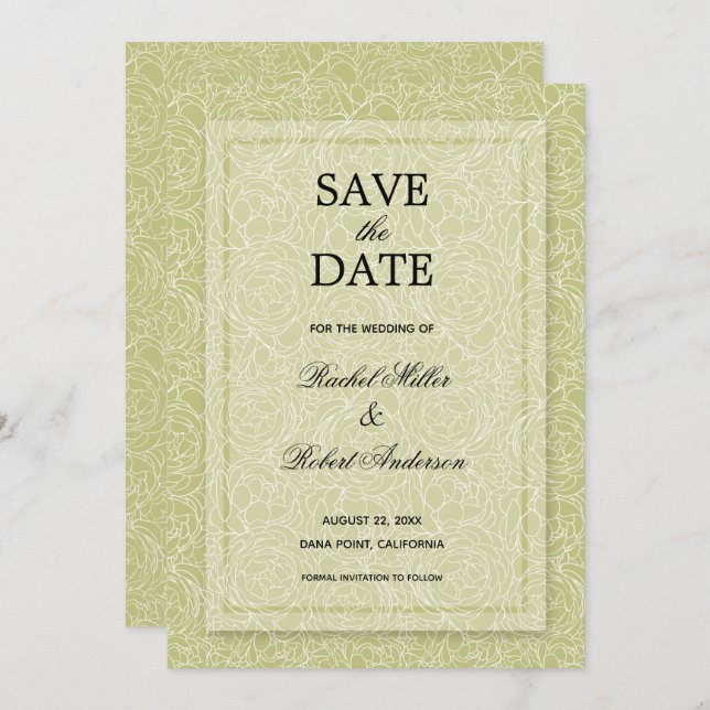 Floral Spring Green Save The Date (Front/Back)
