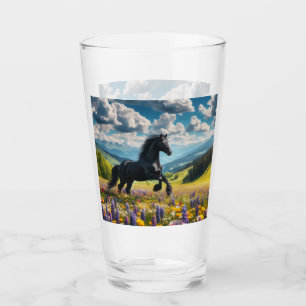 Floral/spring horse/stallion glass