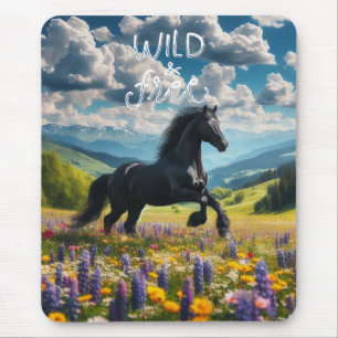 Floral/spring horse/stallion mouse mat