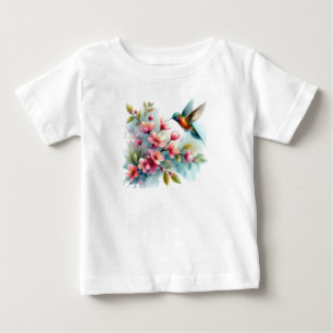 Floral/spring hummingbird artwork  baby T-Shirt