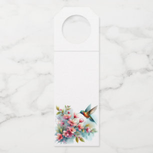Floral/spring hummingbird artwork bottle tag