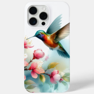 Floral/spring hummingbird artwork  iPhone 15 pro max case