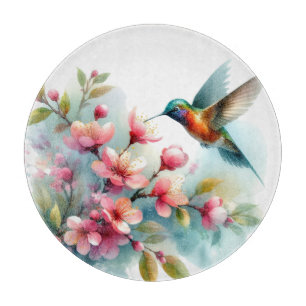 Floral/spring hummingbird artwork  cutting board
