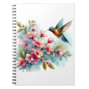 Floral/spring hummingbird artwork notebook