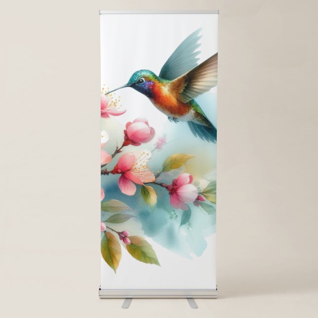 Floral/spring hummingbird artwork  retractable banner (Front)