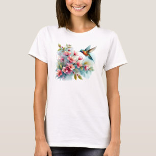 Floral/spring hummingbird artwork  T-Shirt