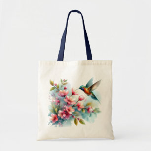 Floral/spring hummingbird artwork  tote bag