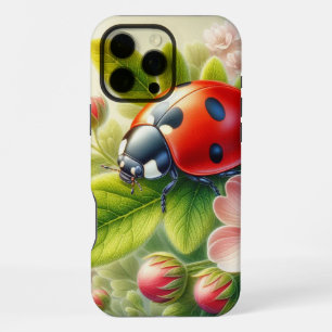 Floral/spring ladybug artwork iPhone 16 pro max case