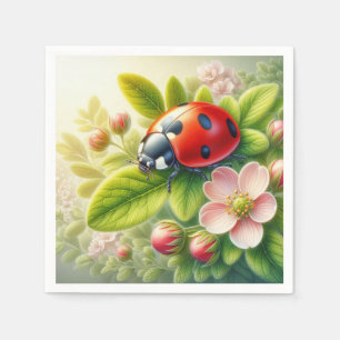 Floral/spring ladybug artwork napkin