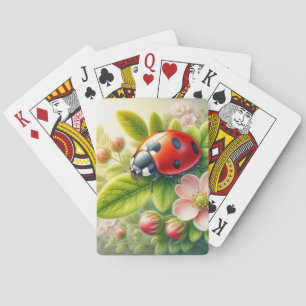 Floral/spring ladybug artwork playing cards