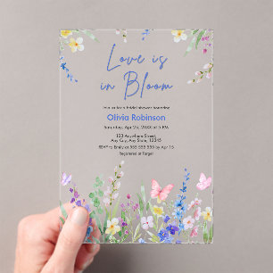 Floral Spring Love is in Bloom Bridal Shower  Acrylic Invitations