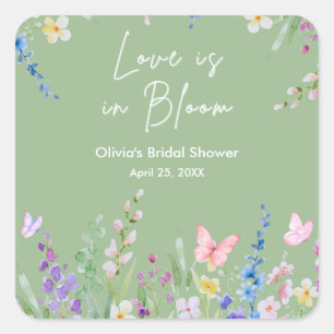 Floral Spring Love is in Bloom Bridal Shower Square Sticker