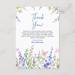 Floral Spring Love is in Bloom Bridal Shower  Thank You Card