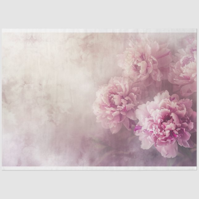 Floral Spring Peonies Lilac Decoupage Tissue Paper (Front)
