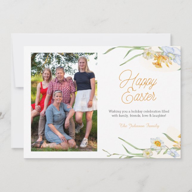 Floral Spring Pink Add Your Photo Happy Easter (Front)