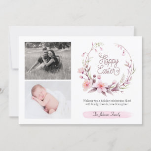 Floral Spring Pink Add Your Photo Happy Easter