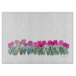 Floral Spring Pink Tulip Grove Cutting Board