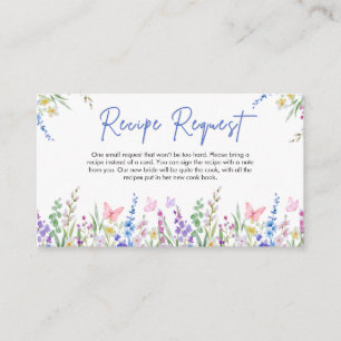 Floral Spring Recipe Request Bridal Shower Enclosure Card