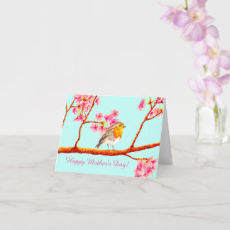 Floral Spring Robin Bird Mother's Day Card
