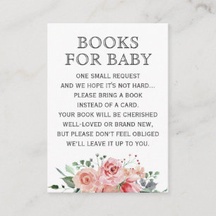 Floral Spring Roses Books for Baby Shower Sprinkle Enclosure Card