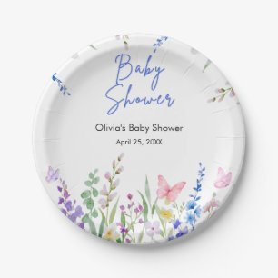 Floral Spring Summer Wildflower Baby Shower Paper Plate