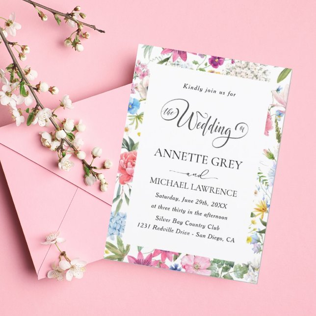 Floral spring watercolor Wedding Invitation (Creator Uploaded)