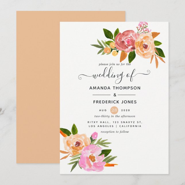 Floral Spring Wedding Invitation (Front/Back)