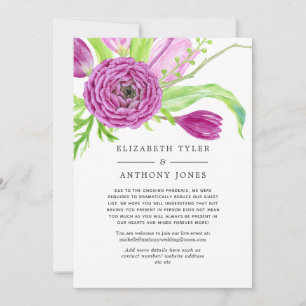 Floral Spring Wedding Reduced Guest List Announcement