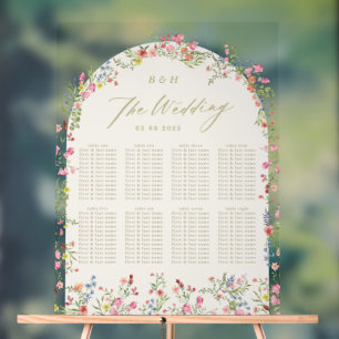 floral spring wedding welcome table seating acrylic sign