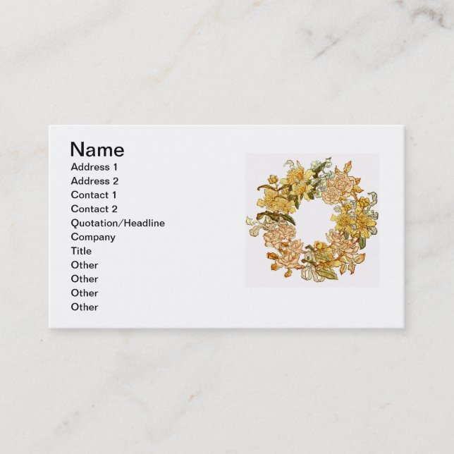 Floral Spring Wreath Flower Pink Flowers Art Business Card (Front)