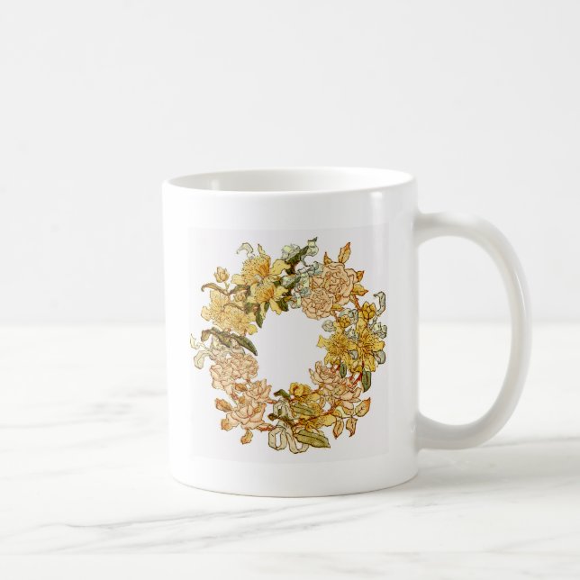 Floral Spring Wreath Flower Pink Flowers Art Coffee Mug (Right)